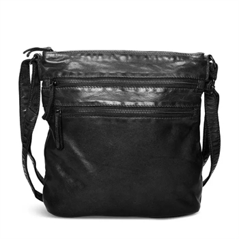 Pia Ries, rummelig skind crossbody, 066-sort