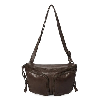 Pia Ries, skind bumbag, 085. Brun.