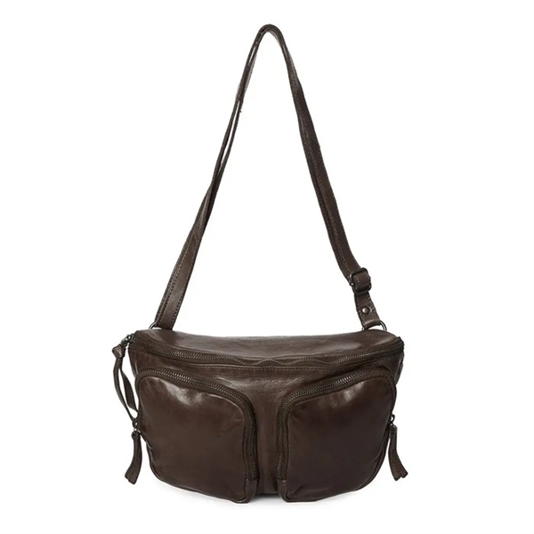 Pia Ries, skind bumbag, 085. Brun.
