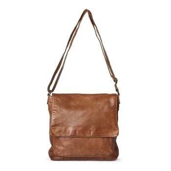 Pia Ries skind skuldertaske, 098. Cognac.