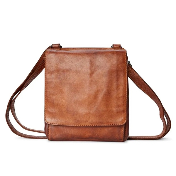 Pia Ries skind skuldertaske, 118. Cognac.