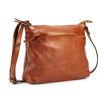 Pia Ries skind skuldertaske, 121. Cognac
