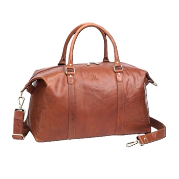 Sajaco, skind weekend / rejsetaske, 3080001-Cognac