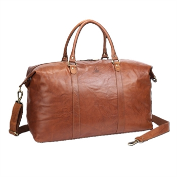 Sajaco, skind weekend / rejsetaske, 3080002-Cognac