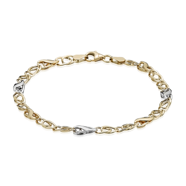 Ocean 2, 14 karat 2 farvet guld armbånd, 4,2 mm - 17-21 cm